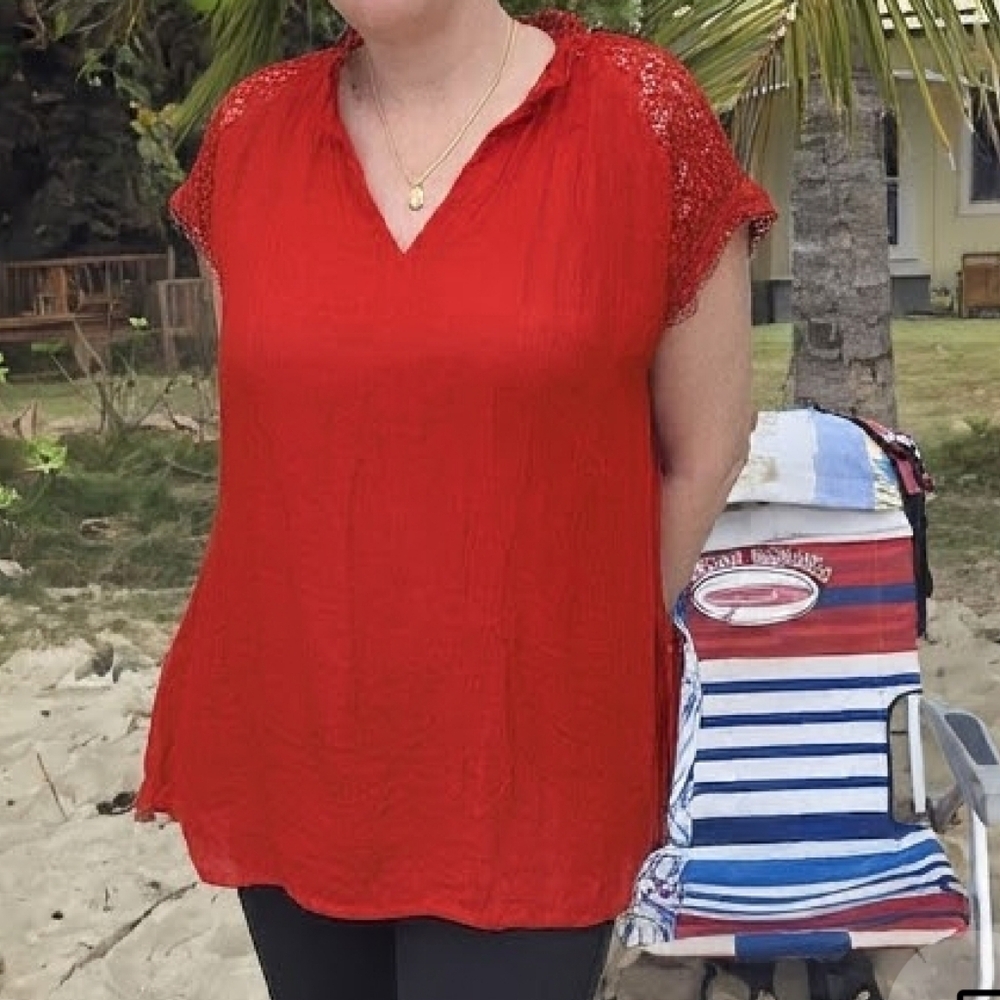 Zack And Rachel Women's Plus Size Top 2x Orange Crepe